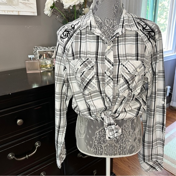 Machine Men’s Plaid Long Sleeve Shirt – Embroidered Western Style – Size M - Picture 11 of 15